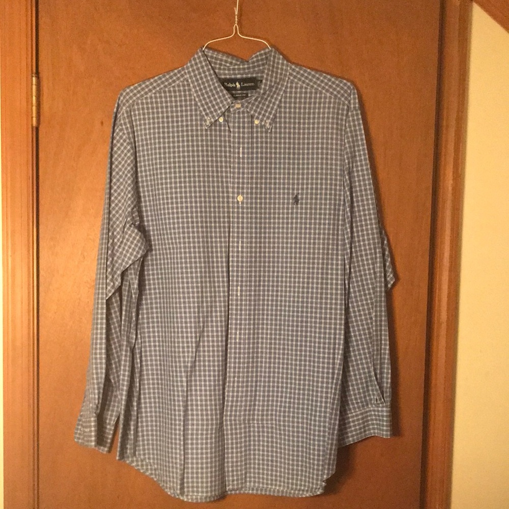 Two blues Ralph Lauren plaid button down